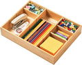 Umilife Desk Drawer Organizer, Bamboo Wood Organizer Tray with Adjustable Compartments, Office Desk Accessories Supplies Organization Storage, 12" x 9"