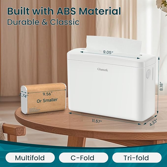 Countertop Paper Towel Dispenser Universal Fit for Multifold, Z-Fold Trifold Hand Towels, Commercial Napkin Dispenser for Bathroom Home Kitchen Toilet ABS Paper Towel Holder, White