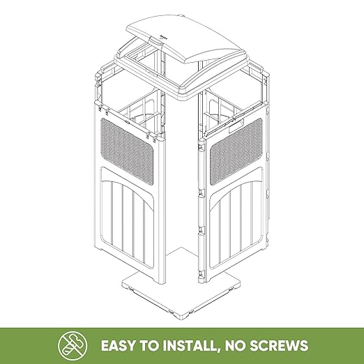 Patiowell 36 Gallon Outdoor Trash Can, Resin Outdoor Garbage Can with Lid for Patio, Backyard, Deck, Gray (2 Pack)