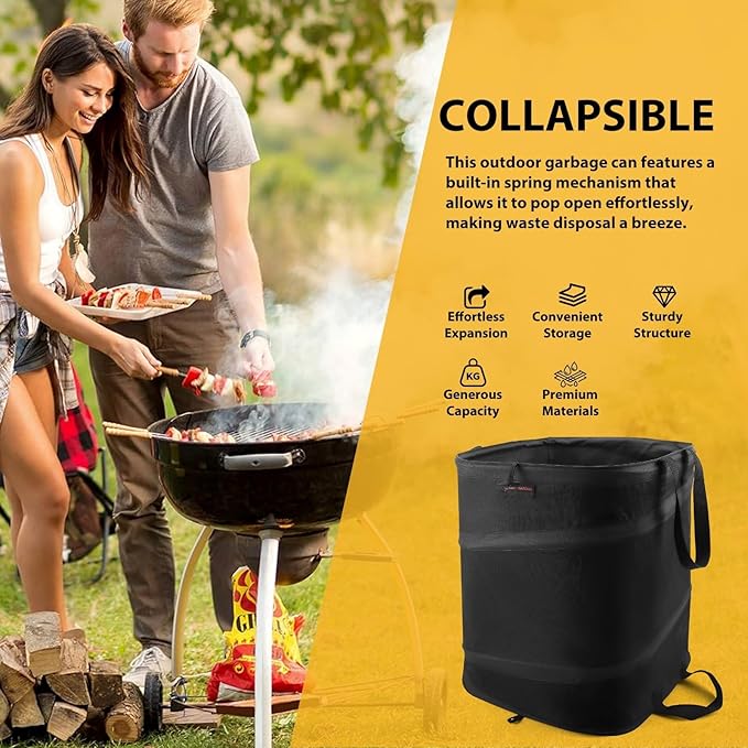 YUDI & GARDEN 19 Gallon Square Collapsible Yard Waste Bin｜Collapsible Trash Can｜Camping Trash Can, for Collecting Weeds or Yard and Party Waste