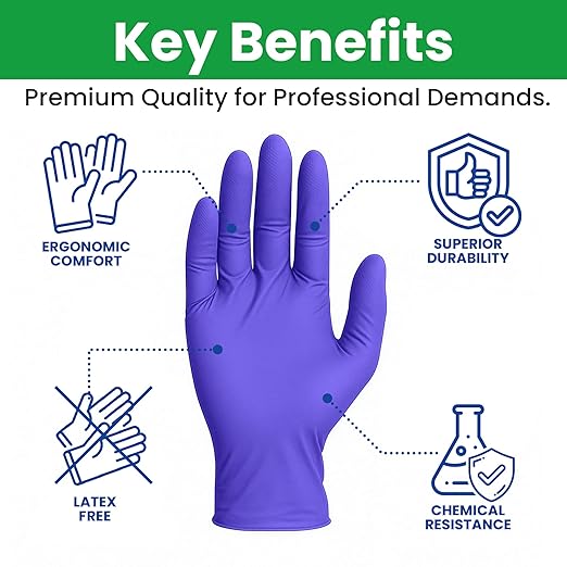SafeWay Nitrile Disposable Gloves — Multi-Purpose Powder-Free, Non-Latex, Medical Use, and Textured Fingertips for Food Prep, Cleaning, Tattoo, Nursing, Lab, Examination, & More — (10000pcs, X-Large)