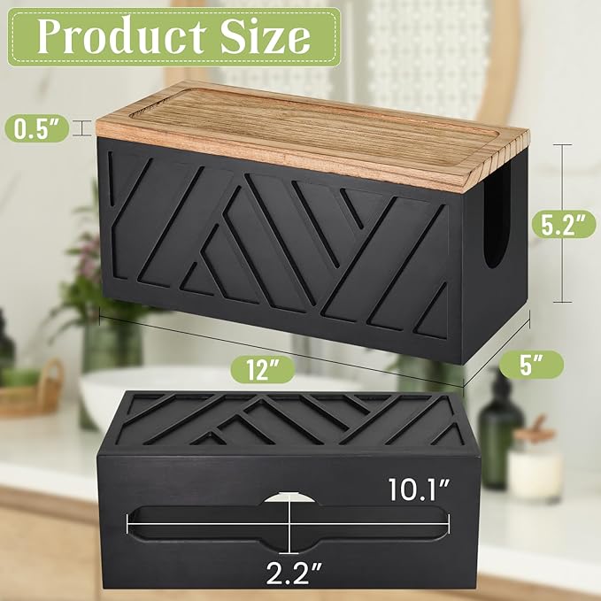Paper Towel Dispenser Wall Mount, Paper Towel Holder Wall Mounted with Lid, Solid Wood Commercial C-Fold, Z-Fold, Trifold Hand Paper Towel Holder Dispenser Hand Towel Holder for Bathroom Kitchen Decor