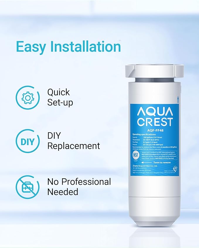 AQUA CREST XWF Replacement for GE® XWF, NSF Certified Refrigerator Water Filter, 1 Filter(Not XWFE®)