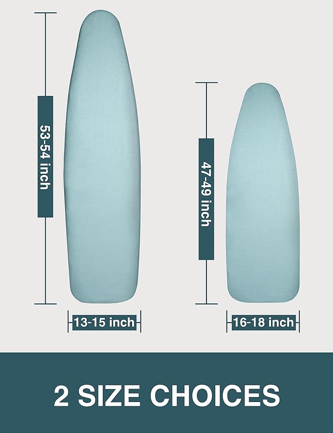 Extra Wide Ironing Board Cover and Pad,18X49 Reflective Silicone Ironing Board Cover, Resist Scorching and Staining,4 Fasteners, Elastic Edges, Protective Scorch Mesh Cloth,18X49in Blue