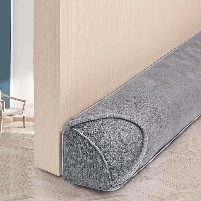 Triangular Under Door Draft Stopper 32 inch Heavy Duty Door Draft Blocker Bottom Door Seal Noise Air Door Guard for Doors and Windows, Gray