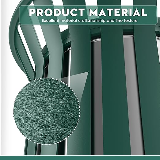 16 Gallon Round Large Outdoor Trash Can, Heavy Duty Metal Slatted Garbage Can Outdoor, All Weather Resistant Commercial Garbage Cans, Waste Receptacle in Park, School, Beach, Patio (Green, Large)