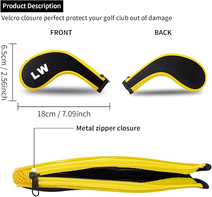 Golf 12pcs Thick Synthetic Golf Iron Head Covers Set Headcover Fit All Brands Callaway Ping Taylormade Cobra Etc. Also Custom Name