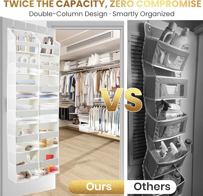 HOMELUX THEORY Heavy Duty Over the Door Organizer - Extra Wide Closet Organizers And Storage, Hanging Storage Door for Bedroom & Baby Nursery, 1PC Dark Gray
