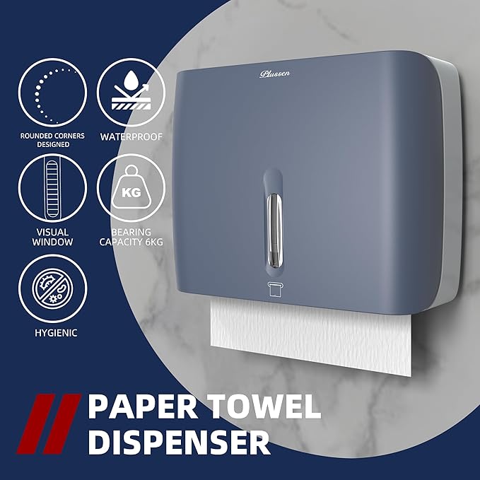 Hand Towel Dispenser for Bathroom Pack of 3 Compact Size Suitable Paper Towels Nail Free Install Or Nail Mount Installation