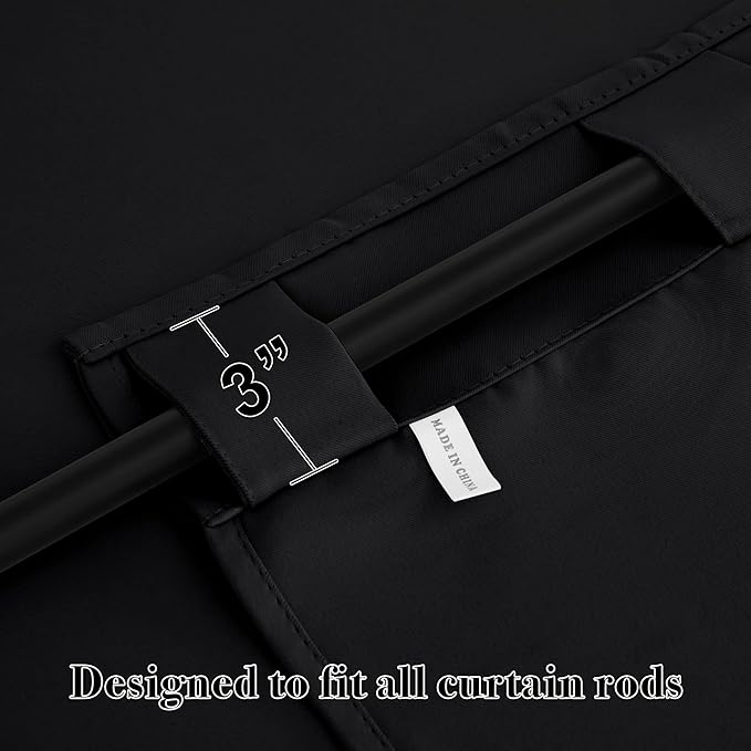 RYB HOME Short Black Curtains for Bedroom, Blackout Thermal Insulated Curtain Tiers Small Window Treatment Privacy Shades for Kitchen Farmhouse Closet, W42 x L36 inch, 2 Panels