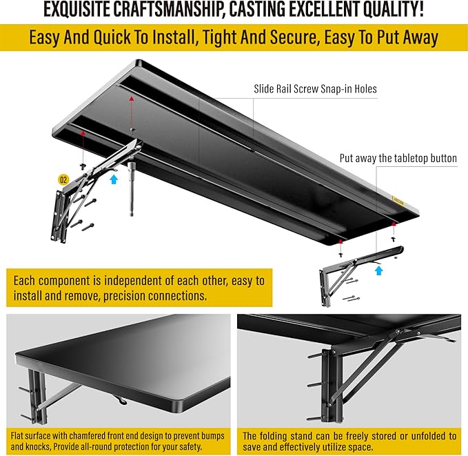 2pack-1.2x3ft Adjustable Rail Type Folding Storage Rack Shelf, Suitable for Garage, Storage Room, Kitchens Wall Shelf Garage Storage Rack Floating Shelves, Folding Panels (2pcs-Black)