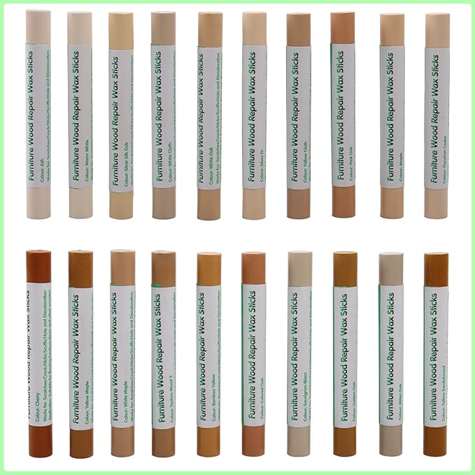 Furniture Markers Touch Up, 20 Colors Wood Filler Sticks, Wood Wax Crayons for Repairing Scratches, Scuffs, Cracks, Holes on Furniture, Floors, Cabinets, Tables, and Doors - Brown Series
