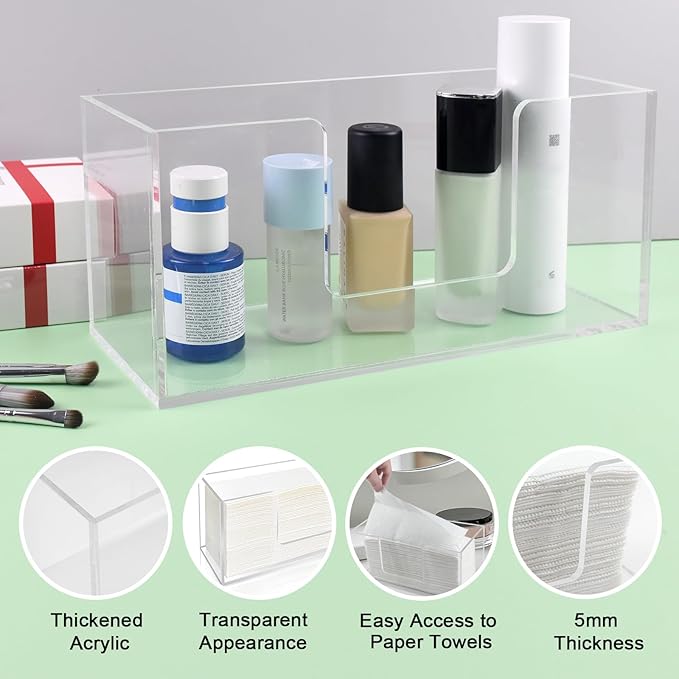 2Pack Acrylic Paper Towel Dispenser, Napkin Holder for Bathroom, Kitchen & Countertop – Paper Towel Holder Z-Fold/C-Fold/Multi-Fold Holder, Shatter-Resistant & Space-Saving (2)