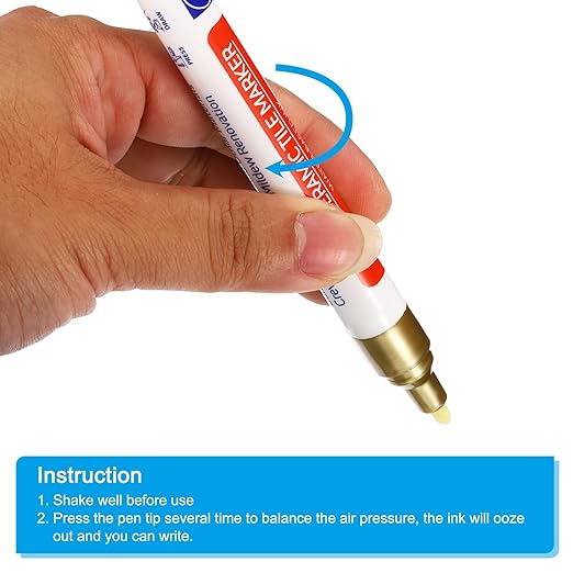 PATIKIL Grout Pen, 4 Pack Golden Tile Marker Waterproof Grout Sealer Pen Tile Repair Pens Paint Pens for Wall Floor Bathroom Kitchen Refresh