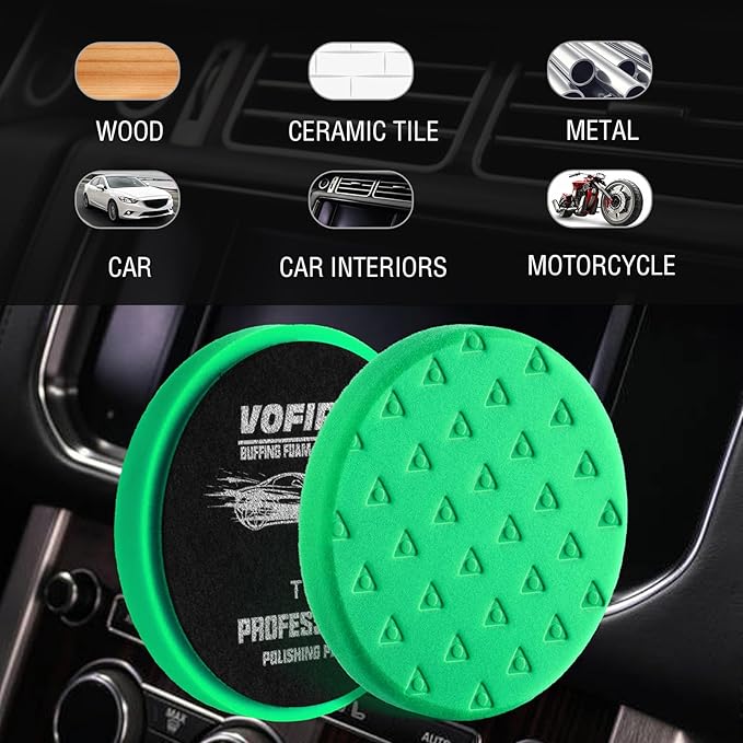6 Inch Polishing Pad - High-Density Buffing Sponge Pads - 3Pcs Green Heavy Polish Pad - 6.5 Inch Face for 6 Inch 150mm Backing Plate - for Car Buffer Polisher Compounding, Polishing & Waxing