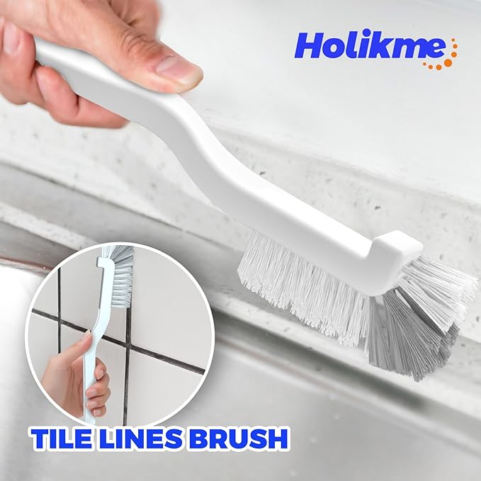 Holikme Cleaning Brush Set, Scouring Pad for Cleaning, Groove Gap Brushes for Pot, Pan, Kitchen Sink, Wire Brushes (Brown)