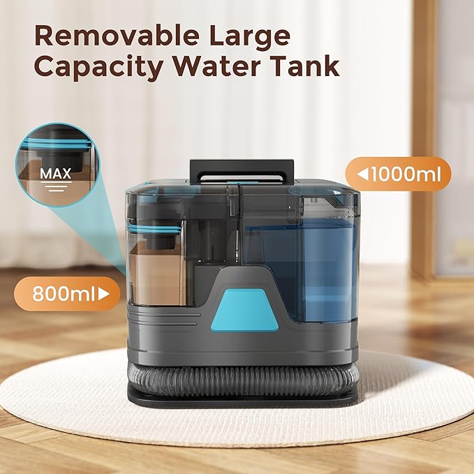 DEVOAC C8 Portable Carpet Upholstery Spot Cleaner Machine with Versatile Tools, Self-Cleaning, 18Kpa Powerful Suction, Pet Stain Remover, Car and Auto Detailer (Cyan)