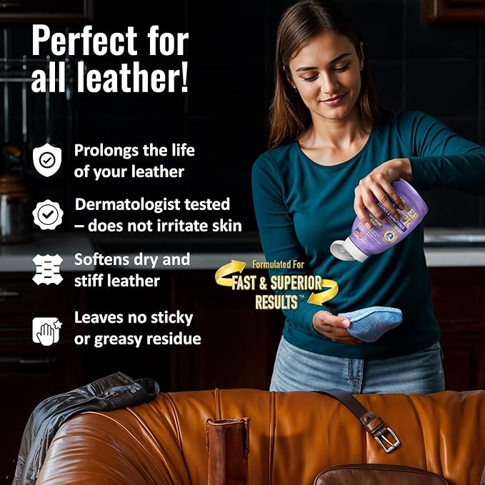 Leather CPR Leather Cleaner And Conditioner - Leather Conditioner For Couch, Leather Conditioner For Purses, Leather Furniture Cleaner And Conditioner, Car Seat Cleaner, Leather Restore, 32 oz