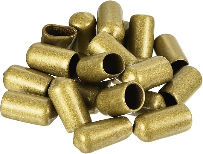 uxcell 20pcs Rubber End Caps 3/8"(9.5mm) ID Vinyl Round Tube Bolt Cap Cover Thread Protectors Gold