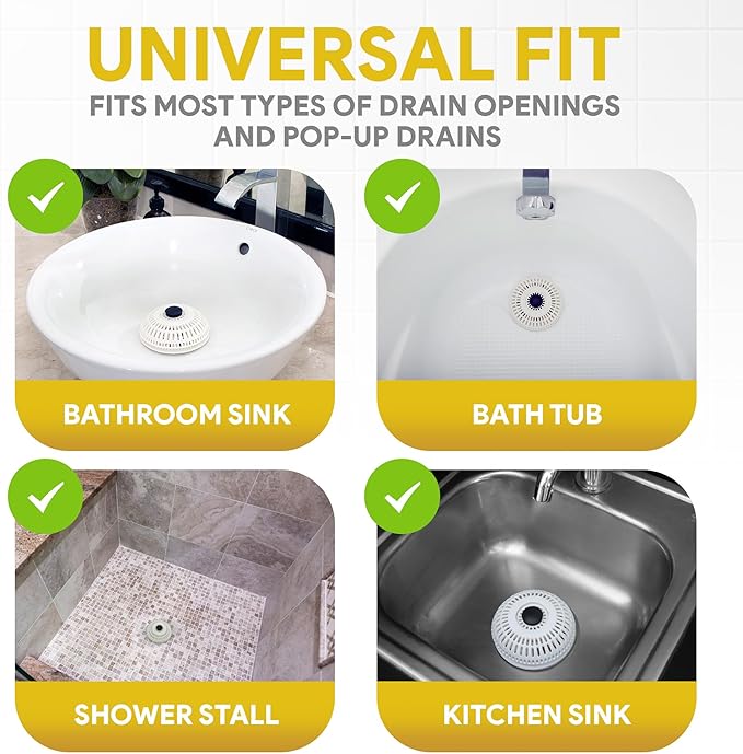 ShowerShroom Stealth Shower Hair Drain Catcher - Hair Stopper for Shower Drain, Bathtub, and Bathroom Sink, Will Not Impede Water Flow, Bathtub Hair Catcher for Drain with No Installation Required