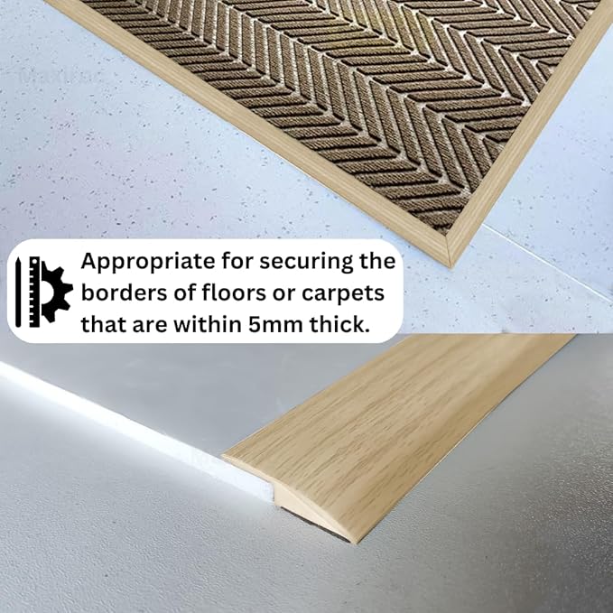 1/5 inch Height Floor Transition Strip, Self Adhesive Carpet Wood Tile Vinyl Flooring Laminate Transition Cover Edge Trim Gap Doorway Threshold for Uneven Floors (40 inches, Beige Cream)