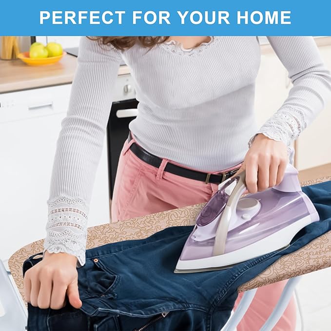 Dalykate Ironing Board Cover 21 x 57 with Scorch and Stain Resistant Thick Padding and Elasticized Edge Ironing Board Covers 4 Fasteners and 1 Protective Scorch Mesh Cloth