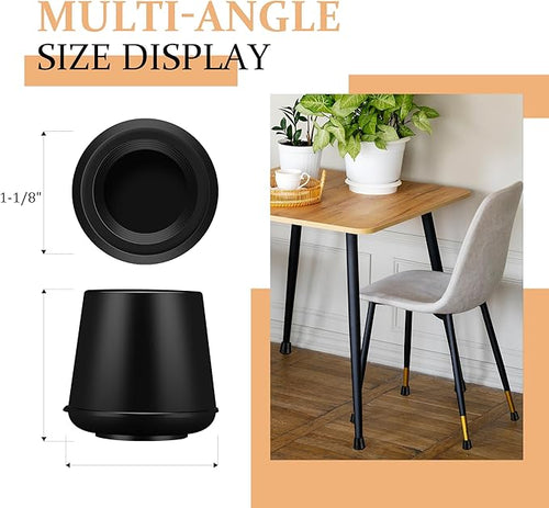 1-1/8” Round Rubber Chair Leg Tips Caps, Chair Leg Floor Protectors, Non-Slip Chairs Legs Caps, Stool Feet Protectors Cap, Folding Metal Chairs Legs Tip Replacement (Black, 8 Pack)