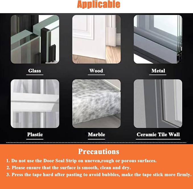 No Residue 32.8FT Door Weather Stripping Door Seal Strip, Silicone Sealing Sticker Sealing Tape for Door Draft Stopper Self Adhesive for Doors, Windows,(Transparent,45MM)