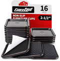 Ezprotekt 2 1/2" Square Non Slip Furniture Pads with Drip Glue Non-Woven Fabric Bottom, 16 Pcs Anti Skid Furniture Coasters Cups Floor Protectors for Bed, Sofa, Table, Chair, Cabinet, Brown/Black