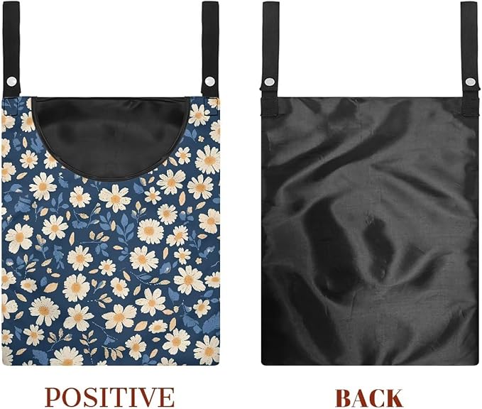 Clothes Pin Hanging Bag with Big Opening Storage Clothes Pins & Mini Clothespins, Hanging Laundry Bag Fits Retractable Clothes Line Outdoors - Daisy Print