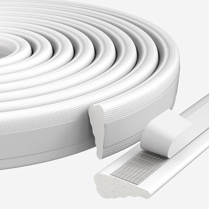 9.8 Ft Weather Stripping Seal Strip for Doors/Windows,Soundproofing Window Insulation Draft Stopper for Winter, Selfadhesive Foam Weather Strip for Door Frame,Door Gap Filler Noise Blocker(White)