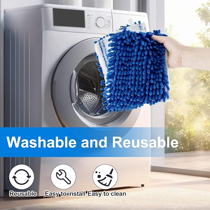 Microfiber Dust Mop for Hardwood Floors, Flat Mops for Floor Cleaning, Double-Sided Flip Mops with 58''Stainless Steel Mop Handle and Extra 3 Reusable Microfiber Mop Pads, Use Wet and Dry