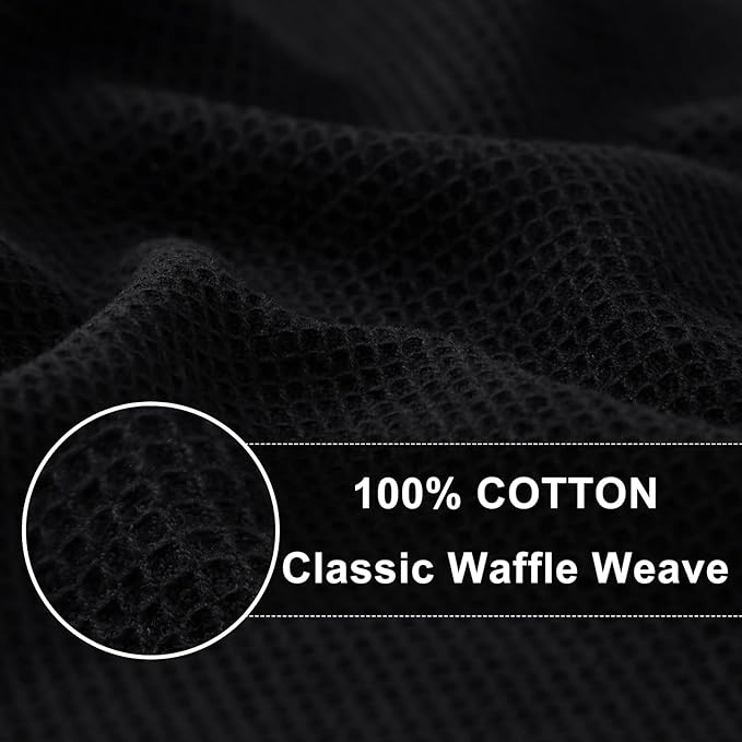 Homaxy 100% Cotton Waffle Weave Kitchen Towels - 8 Pack Soft and Absorbent Dish Towels - 16 x 26 Inches Quick Dry Hand Towels - Black