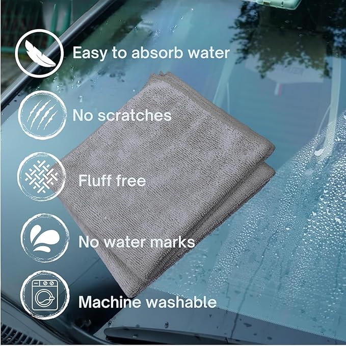 Single Microfiber Cleaning Cloth 40x40 cm - Ultra Absorbent Microfiber Cloth for Home, Kitchen Car Bathroom Rags Polish Cleaning 250 GSM (Grey)