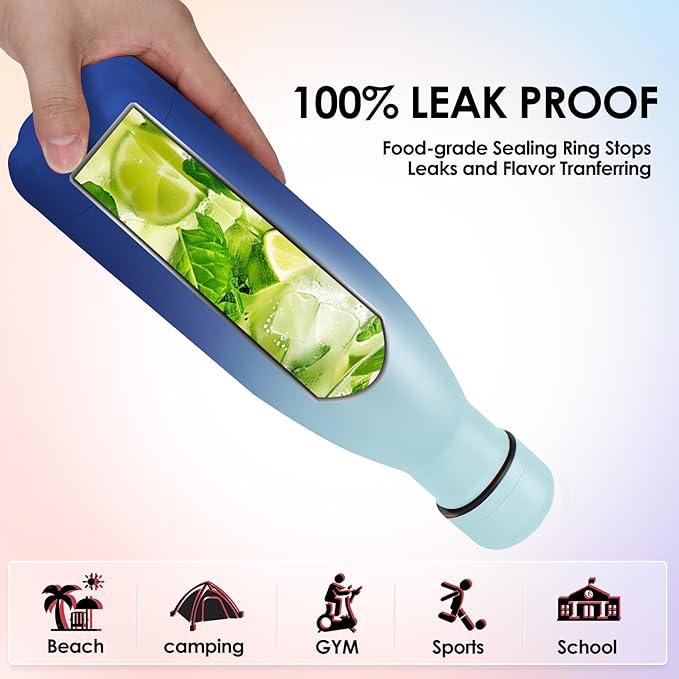17oz Cola-Bottle Shaped Stainless Steel Leak-proof Water Bottle,Double Wall Vacuum Insulated Metal,Travel Mug For Sports Indoors & Outdoors,BPA-Free School Kids Flasks,Mix(12 Pack)