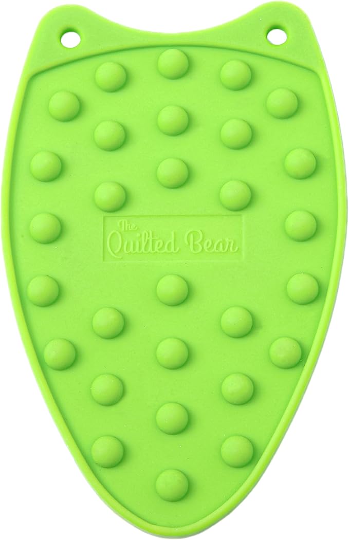 The Quilted Bear Mini Iron Rest - Silicone Heat Resistant Mat for Stress-Free Crafting, Sewing & Quilting Supplies - Durable and Protective Surface for Mini Iron (Lime Green)