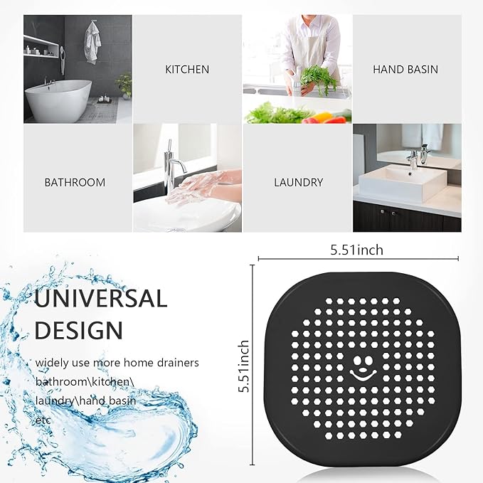 2 Pack Drain Hair Catcher Sturdy Silicone Drain Protector Hair Stopper with Suction Cup for Shower Kitchen Bathroom Green