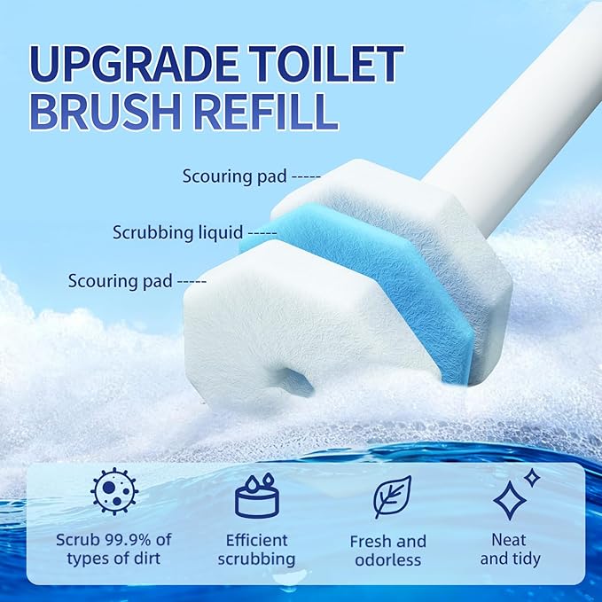 30Pcs Disposable Toilet Wand Refills Easy Cleaning Toilet Bowl Fiber Wand Heads Compatible with Most Toilet Brushes