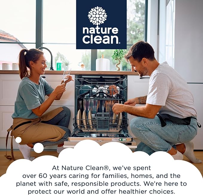 Nature Clean All Natural Dishwasher Rinse Aid Cleaner, Liquid Dishwasher Rinse Agent for Spot-Free Glass & Cutlery in Hard Water, Non Toxic Dish Washer Rinse Aid & Stain Remover, 8 oz/250ml, Pack of 4