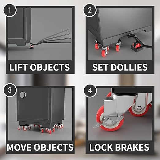 MYUEA【Upgrade Large】 Furniture Dolly,Furniture Movers with 5 Wheels,Carbon Steel Panel Heavy Duty Dolly,Furniture Lifter with 5 360° Rotatable Rubber Universal Wheels,Maximum Load 3747 LBS(Oversize)
