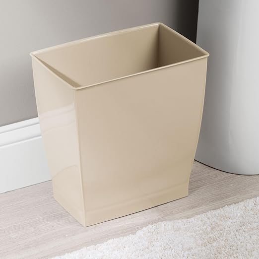 iDesign Small Rectangular Bathroom Trash Set of 4-Taupe Brown Waste Can