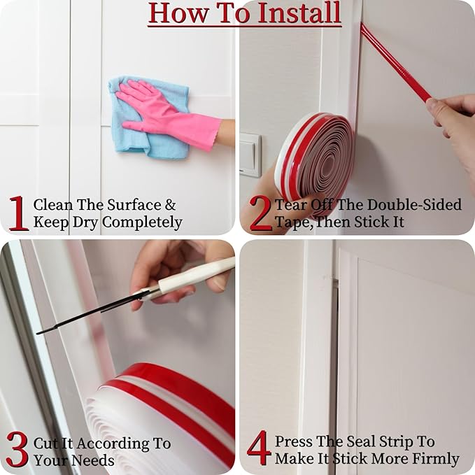 T Shape Door Seal Strip for Door & Windows Gaps，Draft Stopper Bottom Sweep Weather Stripping for Energy Saving, Noise Reduction,Easy Install (White, 1.38" W x 19.7Ft)