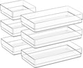 SMARTAKE 6 PCS Clear Plastic Drawer Organizers Set, Large Size Non-Slip Desk Drawer Organizer, 2-Size Versatile Bathroom and Vanity Drawer Organizer Trays for Makeup, Bedroom, Office, Kitchen Utensils