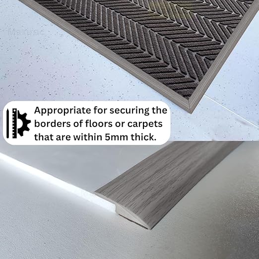 Floor Transition Strip Self Adhesive Carpet Wood Tile Vinyl Flooring Laminate Transition Cover Edge Trim Gap Doorway Threshold for Uneven Floors Heights Within 5 mm (40 inches, Gray Forest)