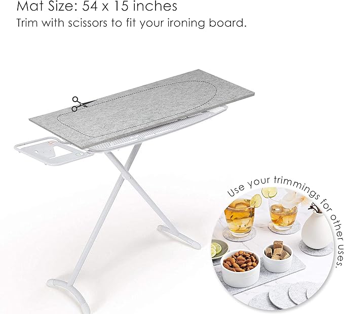 Wool Pressing Mat for Quilting - 15 x 54 XL Extra Large Felt Ironing Pad 3/8" Thick, 100% Wool Heat Resistant for Ironing, Sewing, Cutting on Ironing Board, Tabletop, Dryer, Countertop
