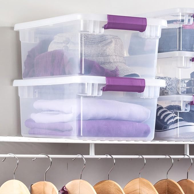 Sterilite 12-Pack 15 Quart ClearView Latch Box, Stackable Organizer Bins with Latching Lids - Clear Plastic Organization Containers for Closet, Bedroom, Shelving Units and Everyday Home Storage