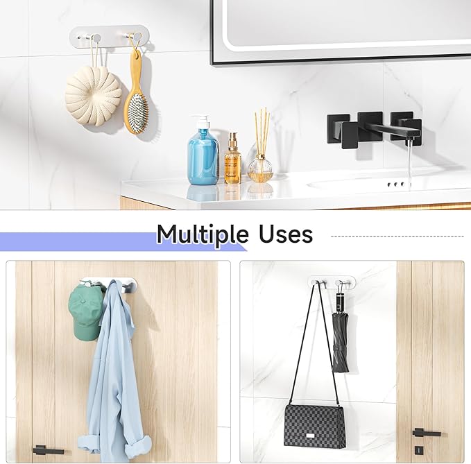 Ironing Board Holder Wall Mount,Ironing Board Hanger with Removable Hooks, Laundry Rooms Stainless Steel Ironing Boards Hook for Wall for Y or T Leg