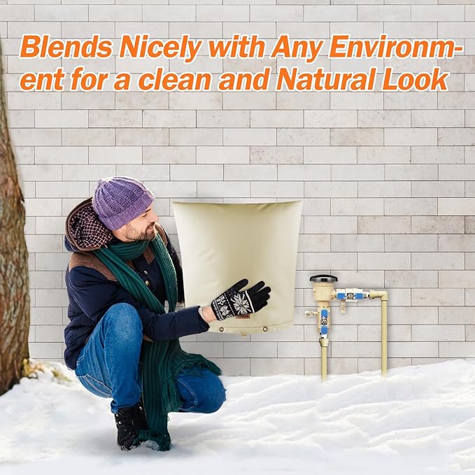 Backflow Preventer Pipe Insulation Cover (5°F) - Irrigation Sprinkler Valve Insulated Pouch - Water Well Pump Cover - Sturdy 5 Layers for Winter Freeze Protection, 30" W x 30" H, Beige