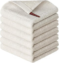 Artoid Mode Checkered Designed Cotton Beige Terry Kitchen Dish Cloths, 12x12 Inch Soft Absorbent Quick Drying Cleaning Kitchen Rags Set of 6