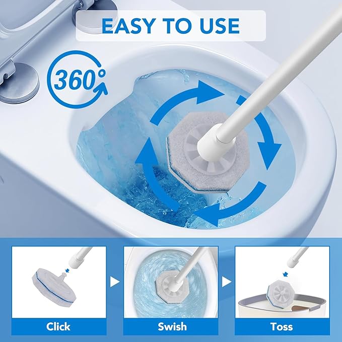 80 Pcs Toilet Wand Refills, Disposable Toilet Brush,Disposable Toilet Bowl Brush Replacement Heads,for Bathroom Cleaning,Clean Toilets,bathtubs,mop Pools, wash basins